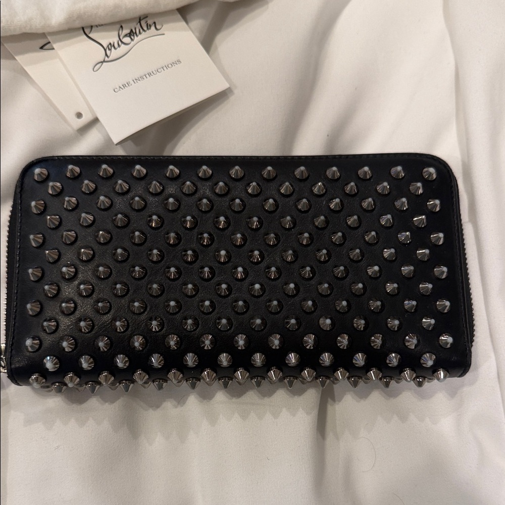Christian Louboutin Black Studded Zip Wallet - Picture 2 of 5